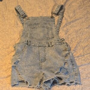 SHEIN Light Blue Denim Overalls